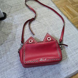 Red Karl Lagerfeld cross body kitty bag